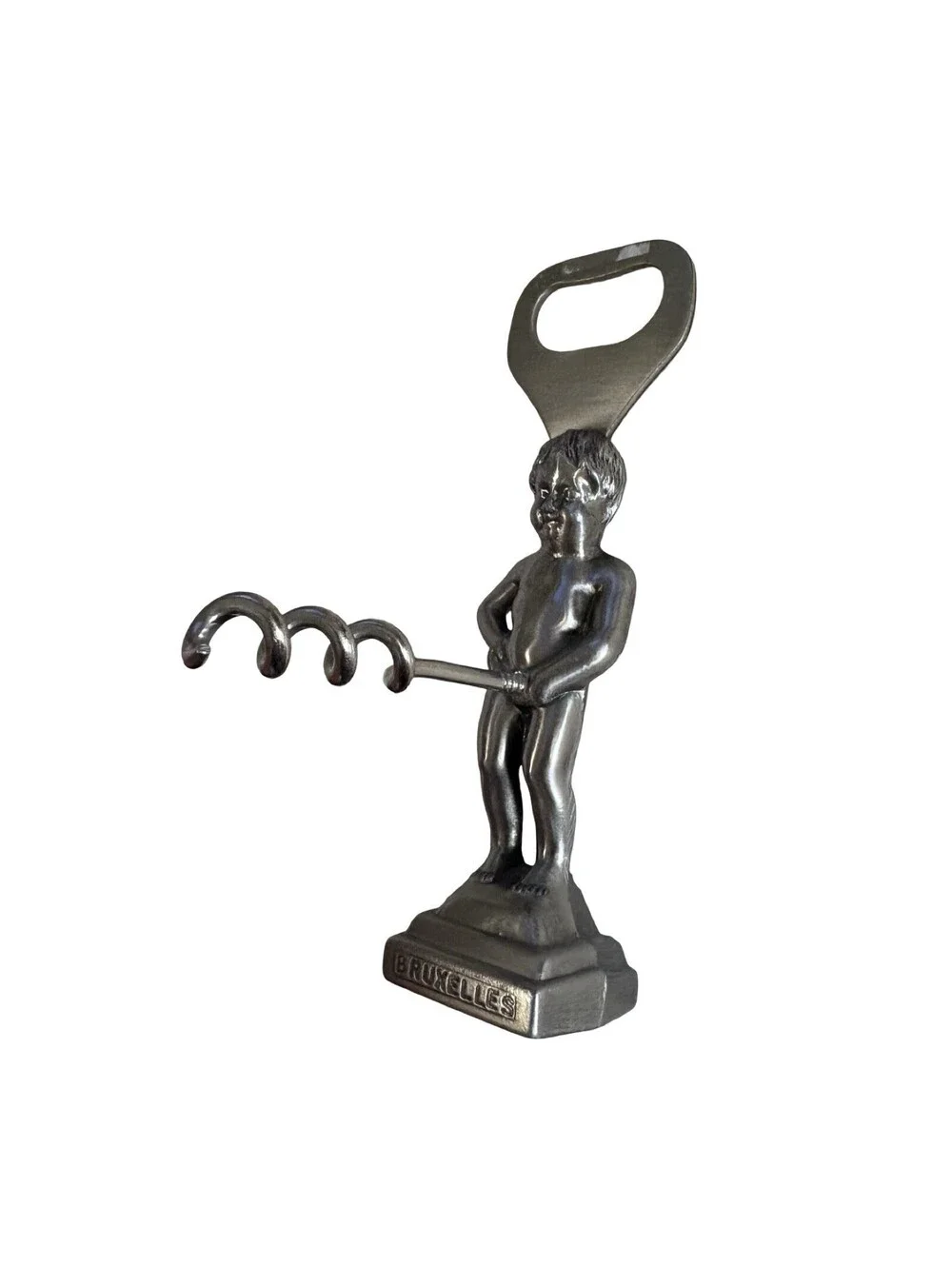 Vintage Bruxelles Manneken Pis Bottle Opener Folding Corkscrew Novelty Bar Gift
